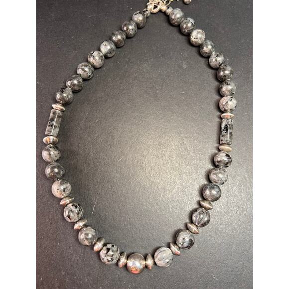 NEW Larvakite and sterling silver necklace - Picture 10 of 16